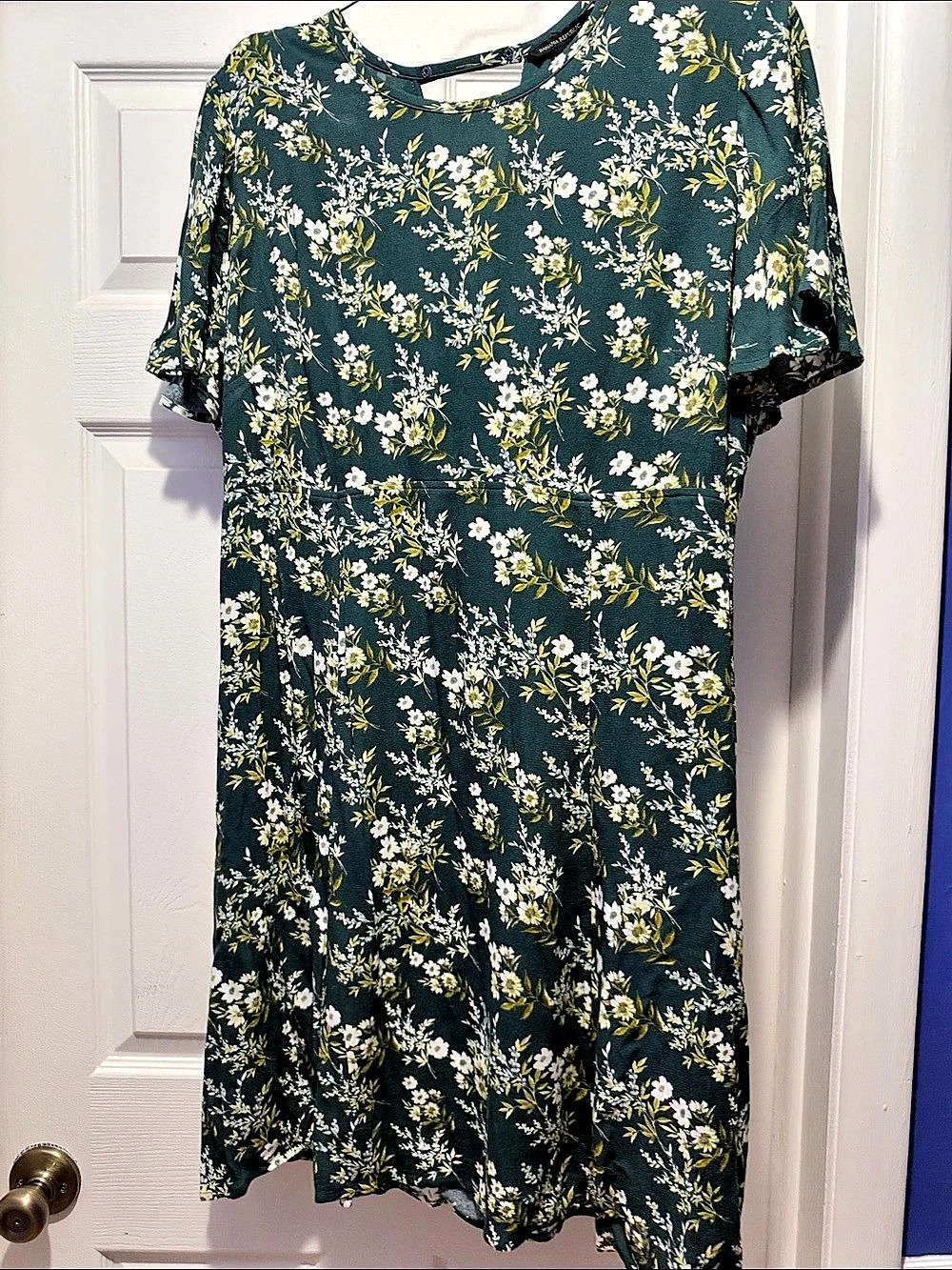 Banana Republic Floral Mini Dress in Green & White Size 16 NWT